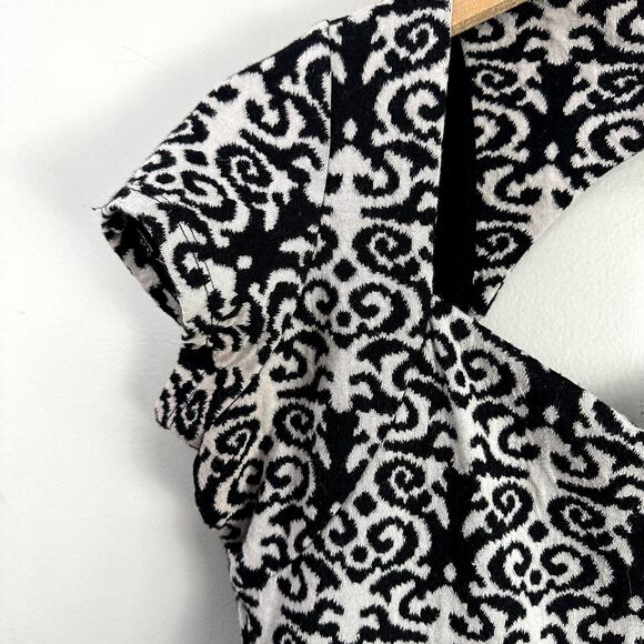 Anthropologie Deletta Quilted Calendolia Dress S Small Black Floral Swirl Print - Picture 7 of 11